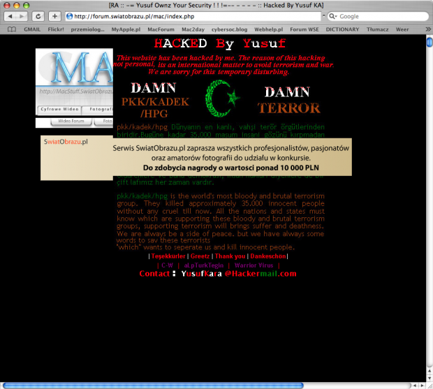 Zhackowana strona Świat'a obrazu!