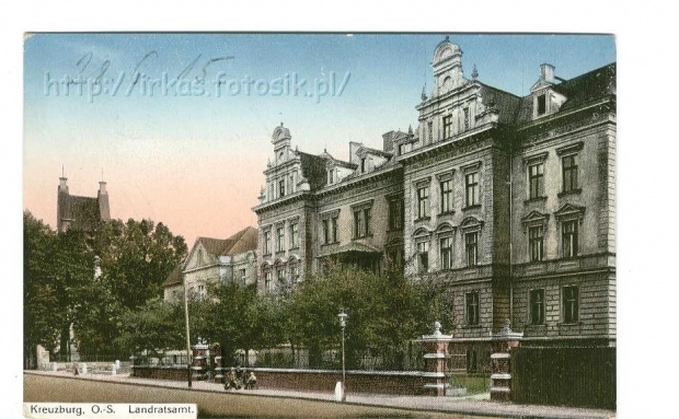 Landratsamt- budynek Starostwa w 1915 roku. Obecnie miesci się w nim również Urzad Miejski. #Kluczbork #Kreuzburg #Pocztowka