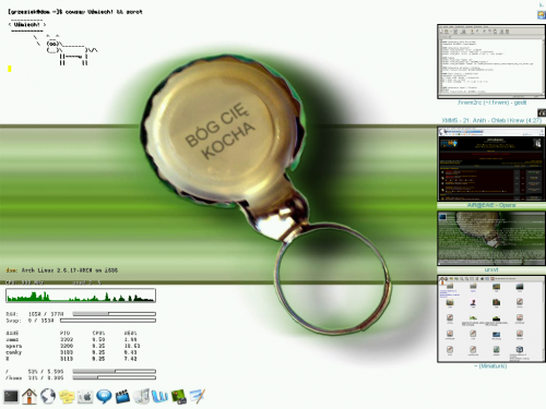 Mój dektop @ Arch - FVWM, conky, XMMS, Opera