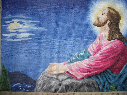Jezus w Ogrójcu - haft krzyżykowy