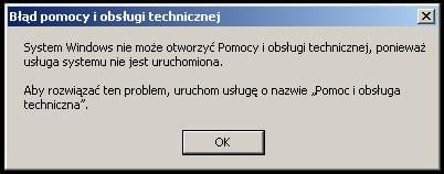 błąd pomocy i obsługi technicznej