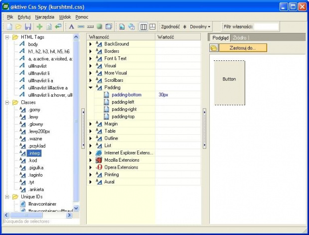 Css Spy - interfejs programu #CssSpy #CSS #style #KaskadoweArkuszeStylów
