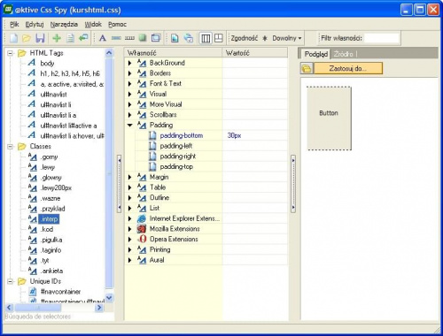 Css Spy - interfejs programu #CssSpy #CSS #style #KaskadoweArkuszeStylów