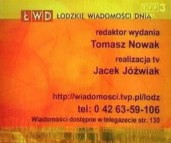 Łódzkie Wiadomości Dnia (ŁWD) - program informacyjny TVP3 (Łódź). Zakończenie.<br><font size=5 color=red><b>Więcej na:</b></font><br><font size=6><a href=http://www.forum.tvp.tv.pl>www.forum.tvp.tv.pl</a&