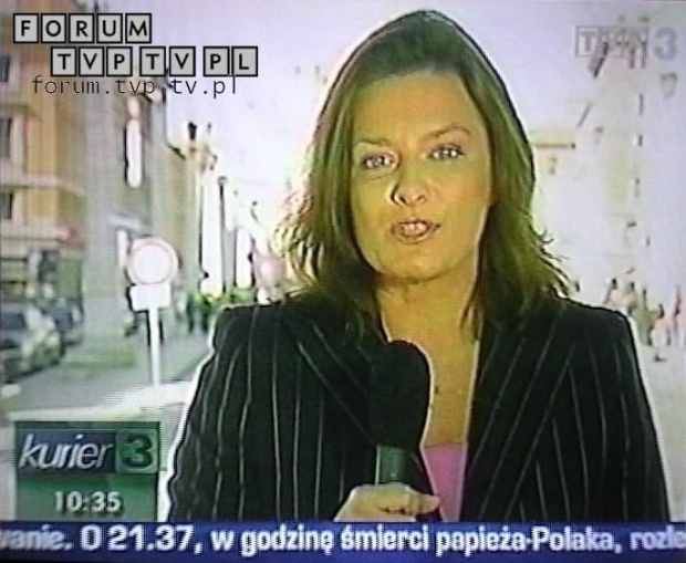 <font color=darkblue size=3><u>2006.04.02 - Kurier TVP3; 10:30 - Watykan.</u></font><br>Urszula Rzepczak - dawniej dziennikarka i prezenterka Informacji w Polsacie, autorka programu podróżniczego Obieżyświat w Polsat 2 Int...