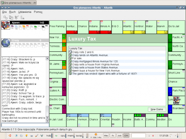 Nieoficjalna partyjka Jogger Monopoly/Atlantik League, Sir_Iwan vs Crazy, zakończona zwycięstwem Ajwena. #JoggerMonopoly